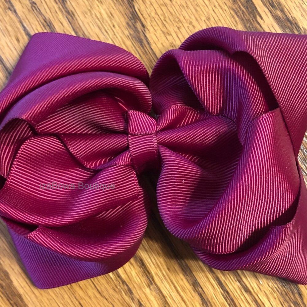Wine 6" Double Stacked Boutique Bows  HANDCRAFTED  5B1800  NWT Boutique